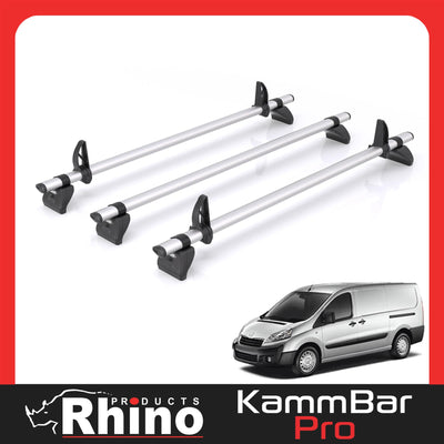 Peugeot Expert (2007-2016) - 3 Rhino Kammbar Pro Roof Bars (Aluminium)