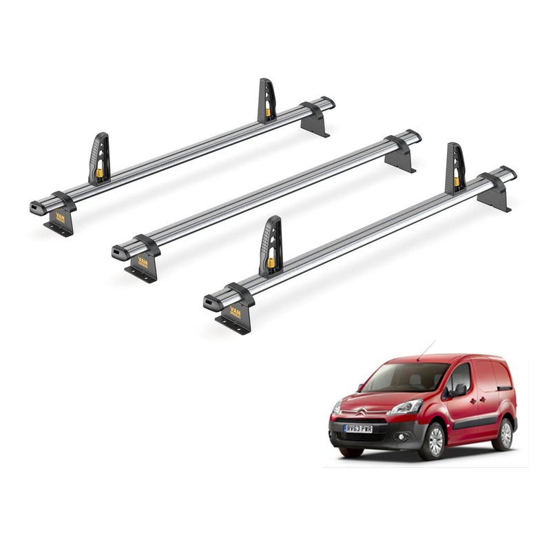 Citroen Berlingo Roof Rack for 2008-18 3x Roof Bars + Loadstops Van Guard Trade