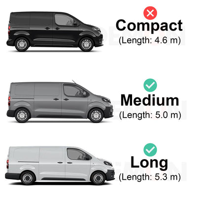Toyota ProAce (2016-2024) - 3 Rhino Kammbar Black Roof Bars + Roller (Aluminium)
