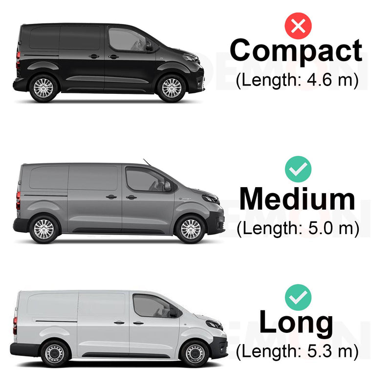 Toyota ProAce (2016-2024) - 3 Rhino Kammbar Black Roof Bars + Roller (Aluminium)
