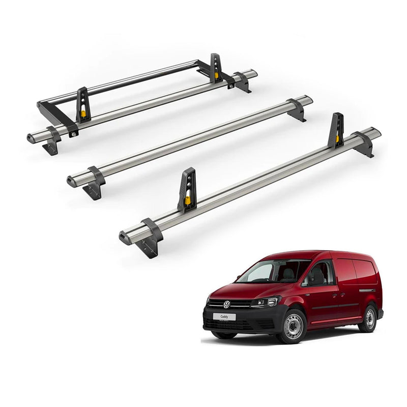 VW Caddy (2015-2020) - 3 Van Guard Ultibar Plus Roof Bars + Roller
