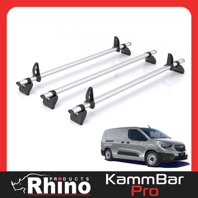 Vauxhall Combo (2018-) - 3 Rhino Kammbar Pro Roof Bars (Aluminium)