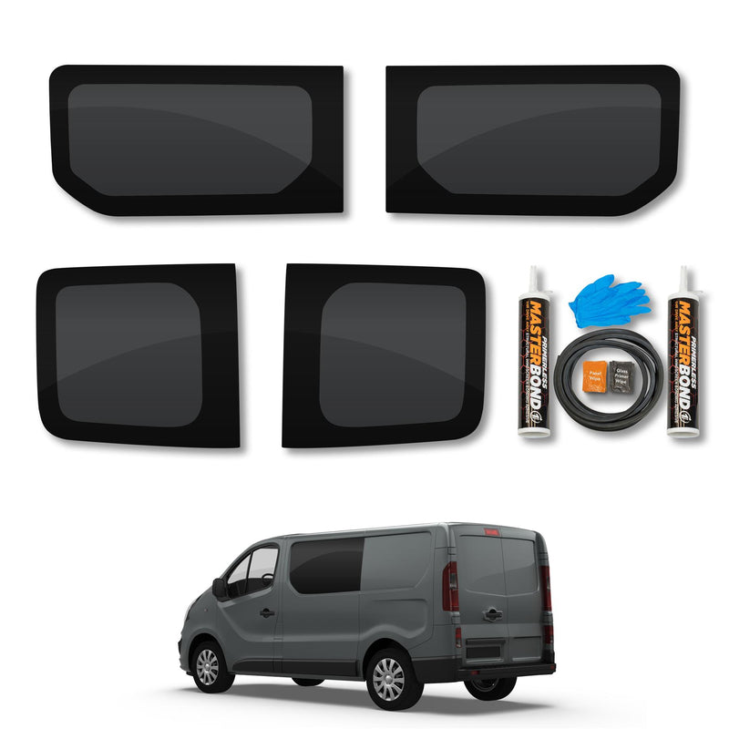 Nissan Primastar (2022-) Fixed Side and Rear Door Window Privacy Camper Glass Full Kit with Fitting Kit