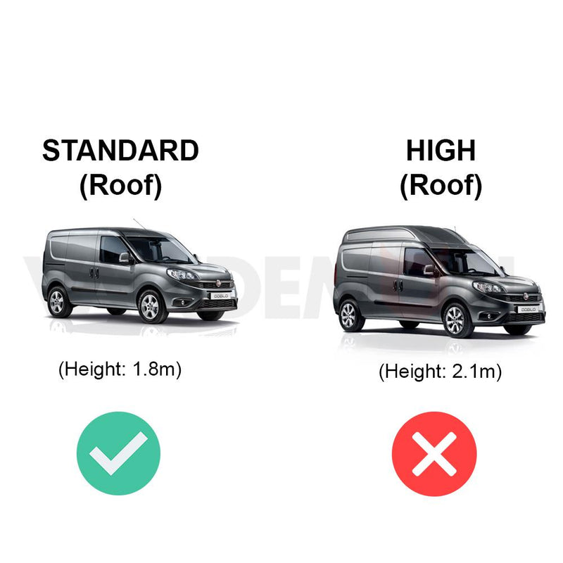 Fiat Doblo Roof Rack for 2010+ 2x Bars & Roller & Loadstops Van Guard Ulti Trade
