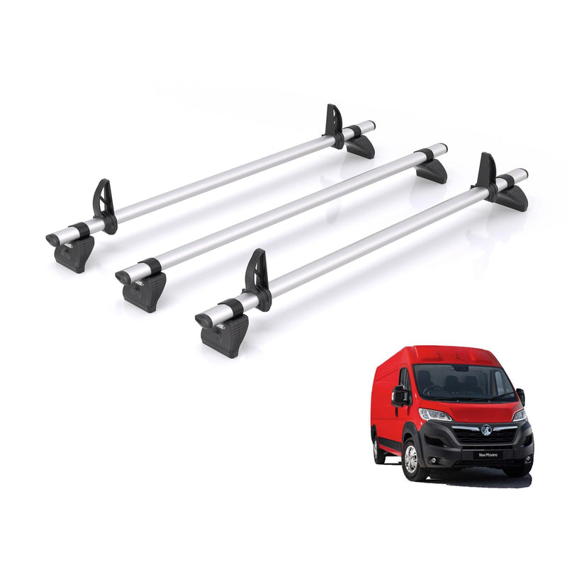 Vauxhall Movano (2021-) - 3 Rhino Kammbar Pro Roof Bars (Aluminium)