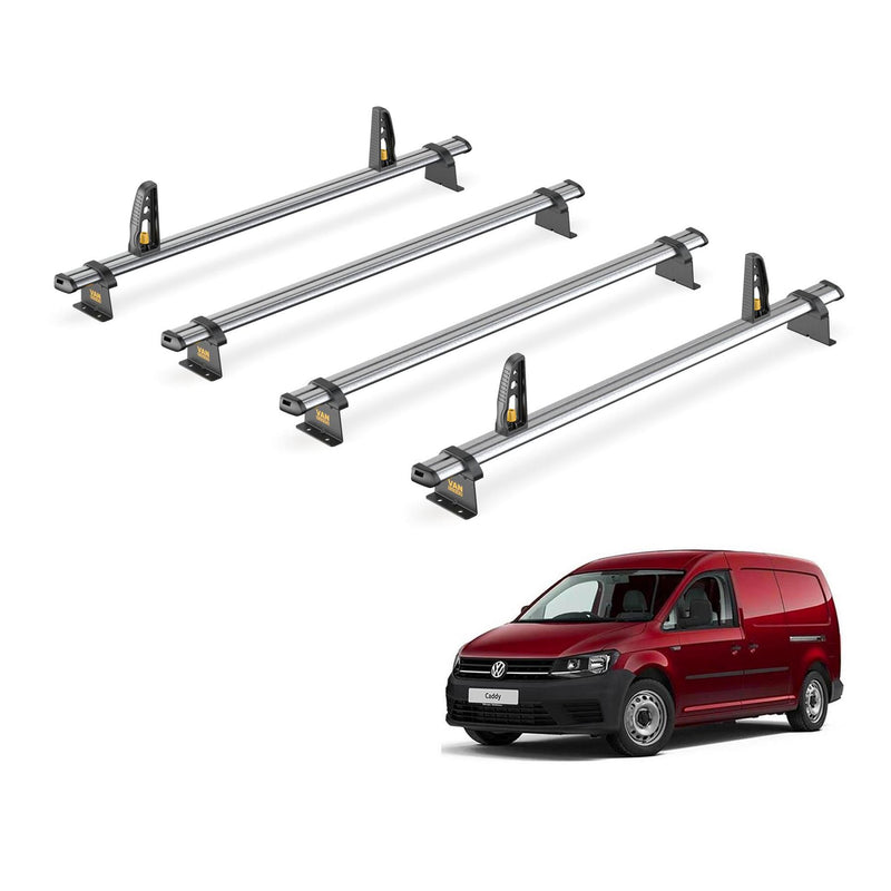 VW Caddy Roof Rack for 2010-2015 Maxi 4x Roof Bars + Loadstops Van Guard Trade