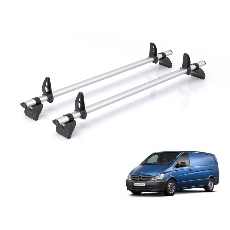 Mercedes Vito (2003-2014) - 2 Rhino Kammbar Pro Roof Bars (Aluminium)