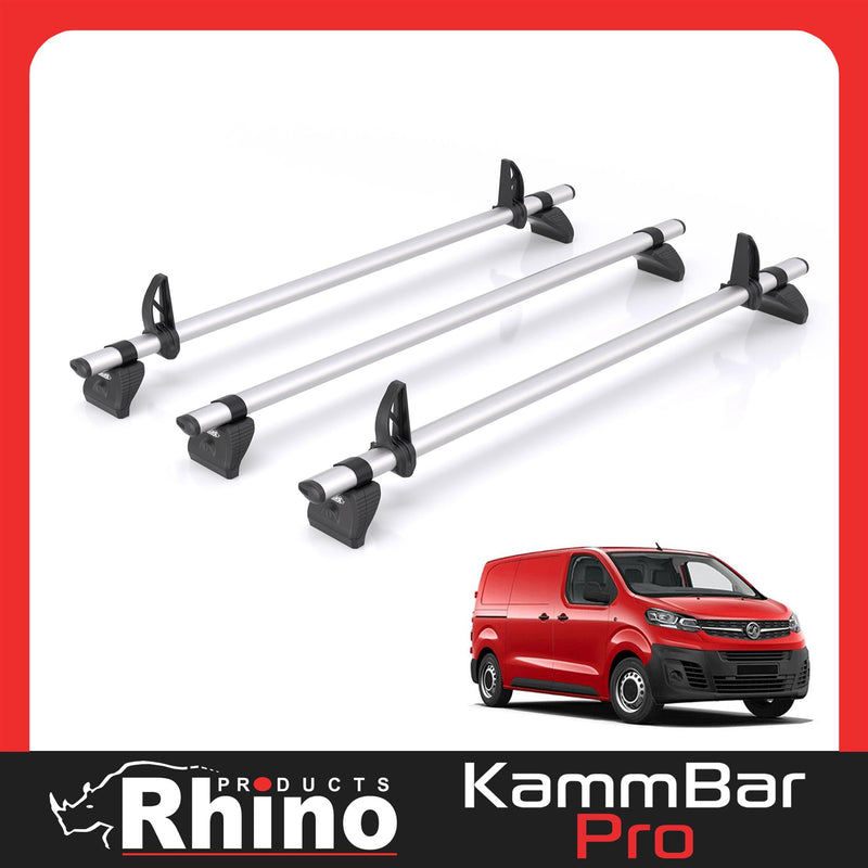 Vauxhall Vivaro (2019-) - 3 Rhino Kammbar Pro Roof Bars (Aluminium)