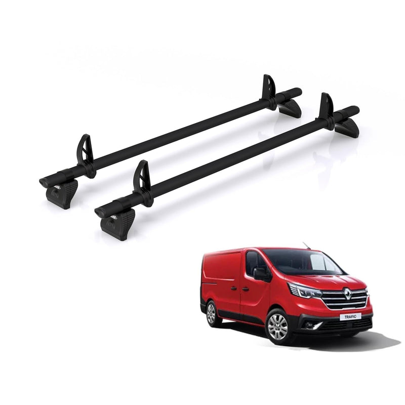 Vauxhall Vivaro (2014-2019) - 2 Rhino Kammbar Black Roof Bars (Aluminium)