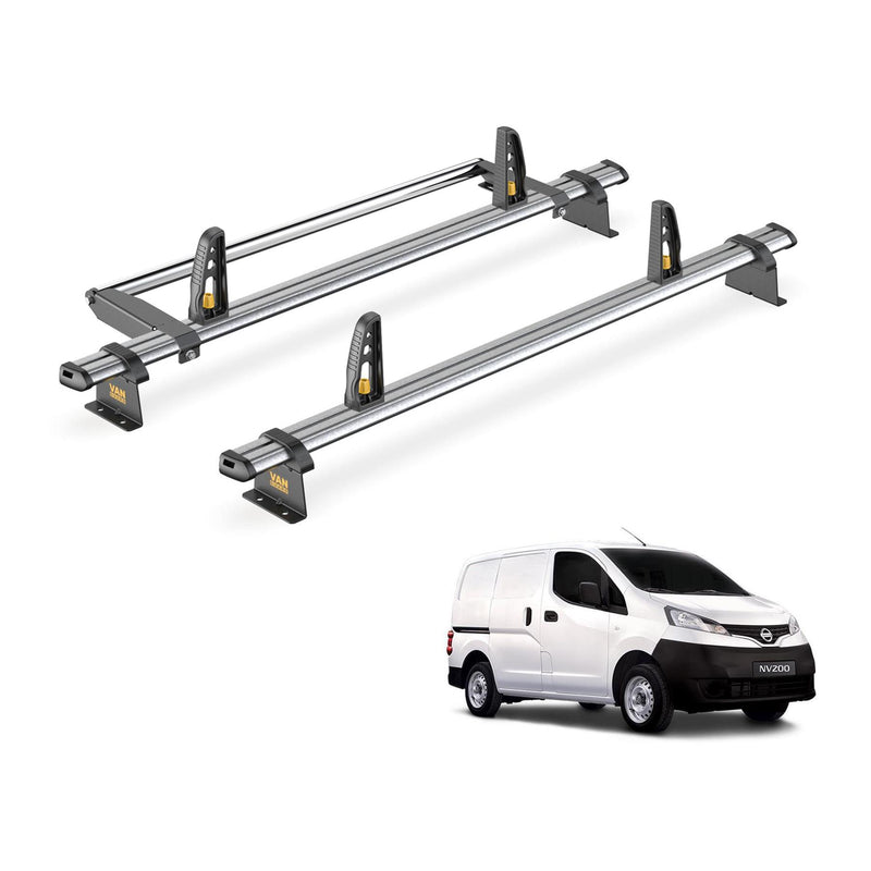 Nissan NV200 Roof Rack 2x Bars & Roller & Loadstops Van Guard Ultibar Trade