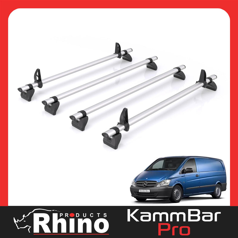 Mercedes Vito (2003-2014) - 4 Rhino Kammbar Pro Roof Bars (Aluminium)