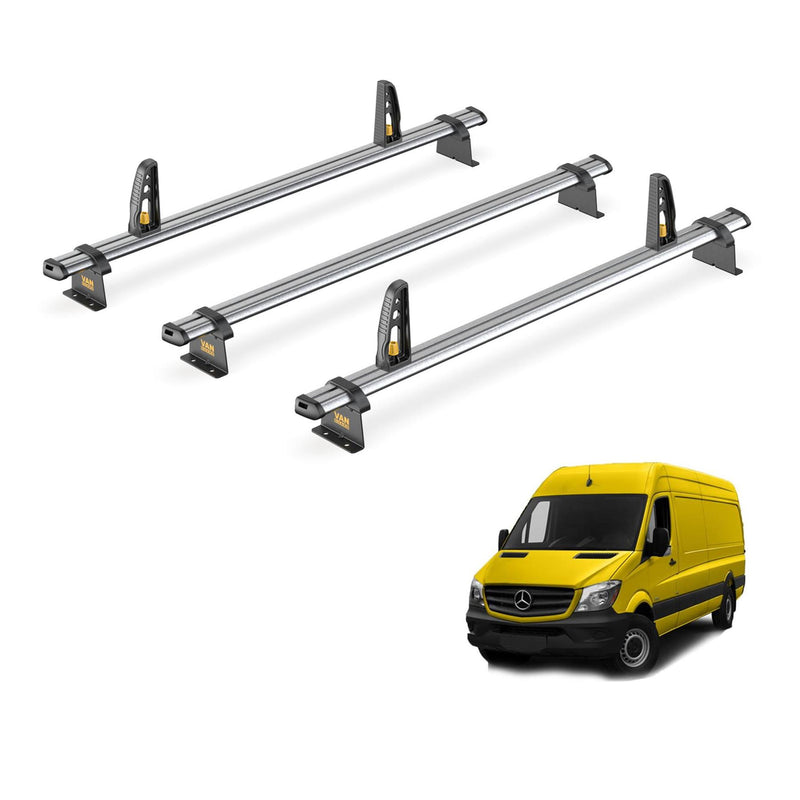 Mercedes Sprinter Roof Rack (2006-2018) 3x Roof Bars + Loadstops Van Guard Trade