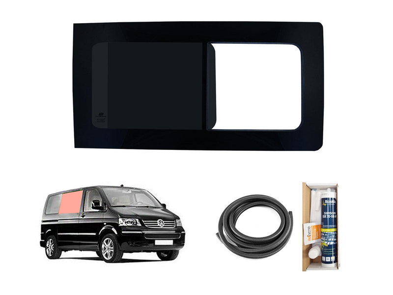 VW Transporter T5 (2003-2015) - Right Side Panel Dark Tint Opening Window & Fitting Kit