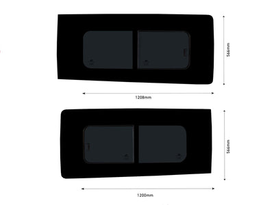 Ford Transit Custom (2013-2023) Driver and Passenger Side Opening Window Privacy Camper Glass with Fitting Kit