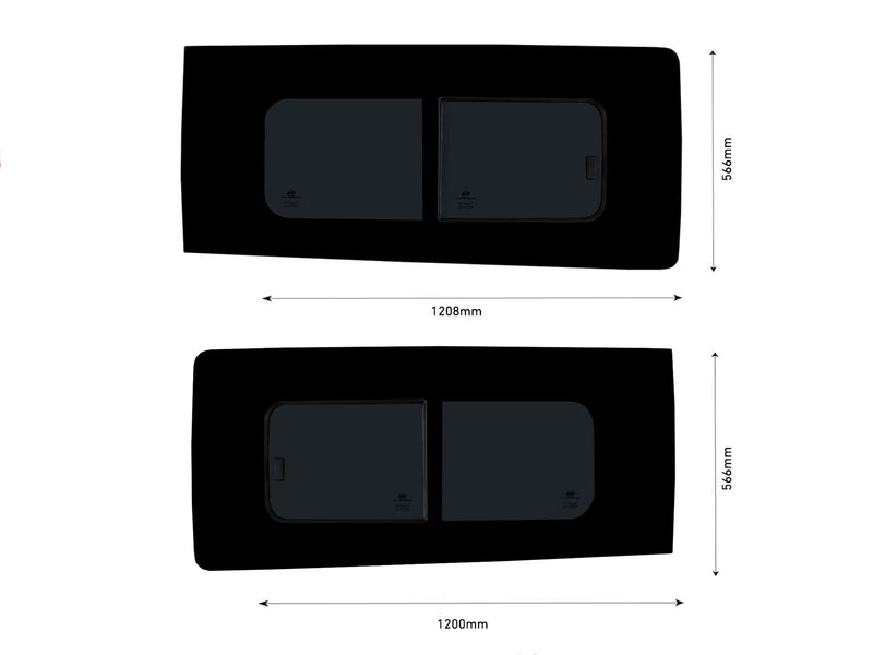Ford Transit Custom (2013-2023) Driver and Passenger Side Opening Window Privacy Camper Glass with Fitting Kit