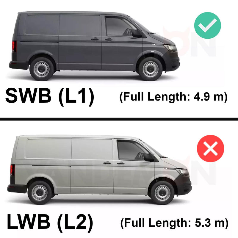 VW Transporter Roof Rack for 2015+ SWB [Tailgate] 4x Bars Bundle Van Guard Trade