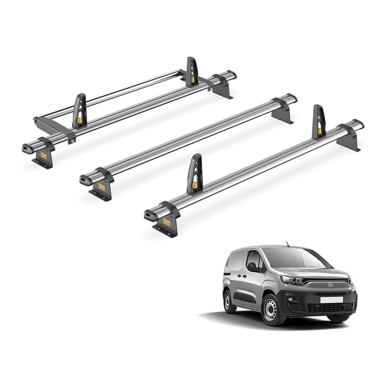 Fiat Doblo Roof Rack for 2022+ [Short L1] 3 Bars, Roller, Loadstops - Van Guard