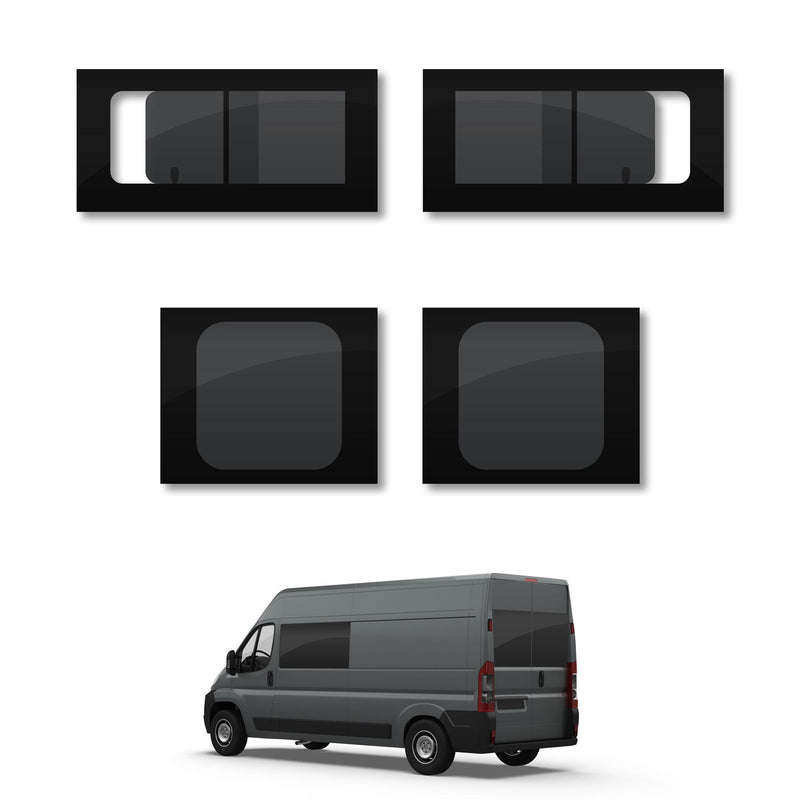 Peugeot Boxer (2006-) Opening Side and Rear Door Window Privacy Camper Glass Full Kit