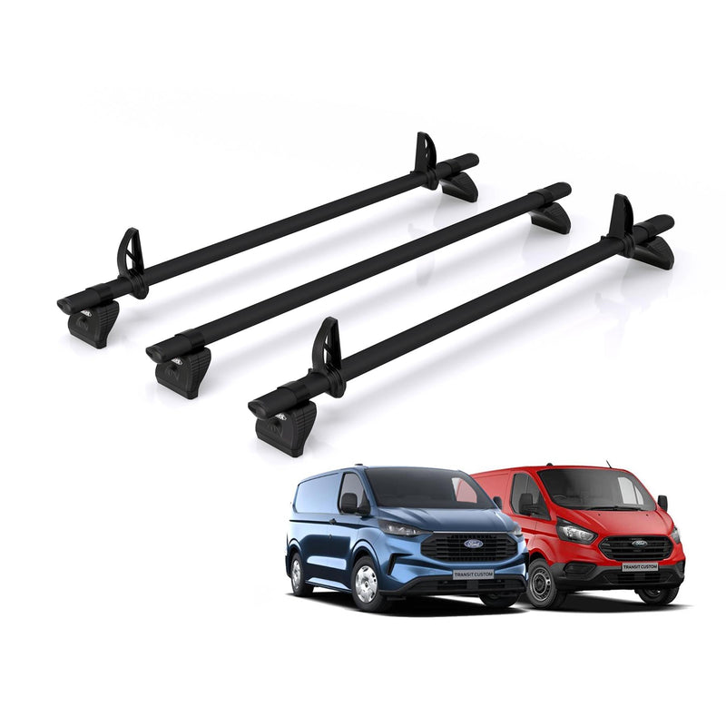 Ford Transit Custom (2013-2023) - Rhino Kammbar Black Roof Bars