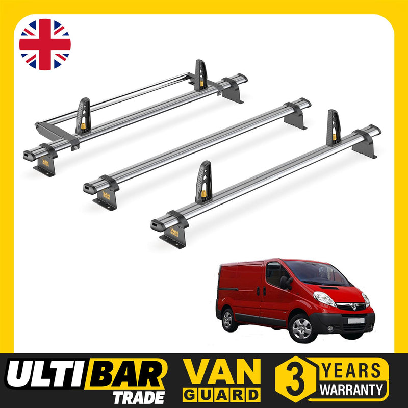 Vauxhall Vivaro Roof Rack (01-14) [Tailgate Door] 3x Bars Bundle Van Guard Trade