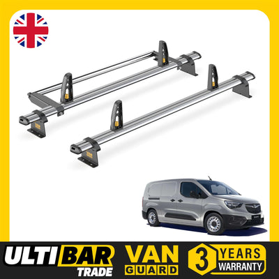 Vauxhall Combo Roof Rack for 2018+ [L2] 2x Bars & Roller Van Guard UltiBar Trade