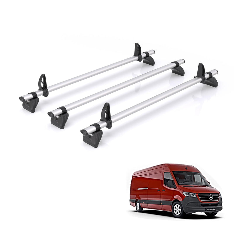 Mercedes Sprinter (2018-) - 3 Rhino Kammbar Pro Roof Bars (Aluminium)