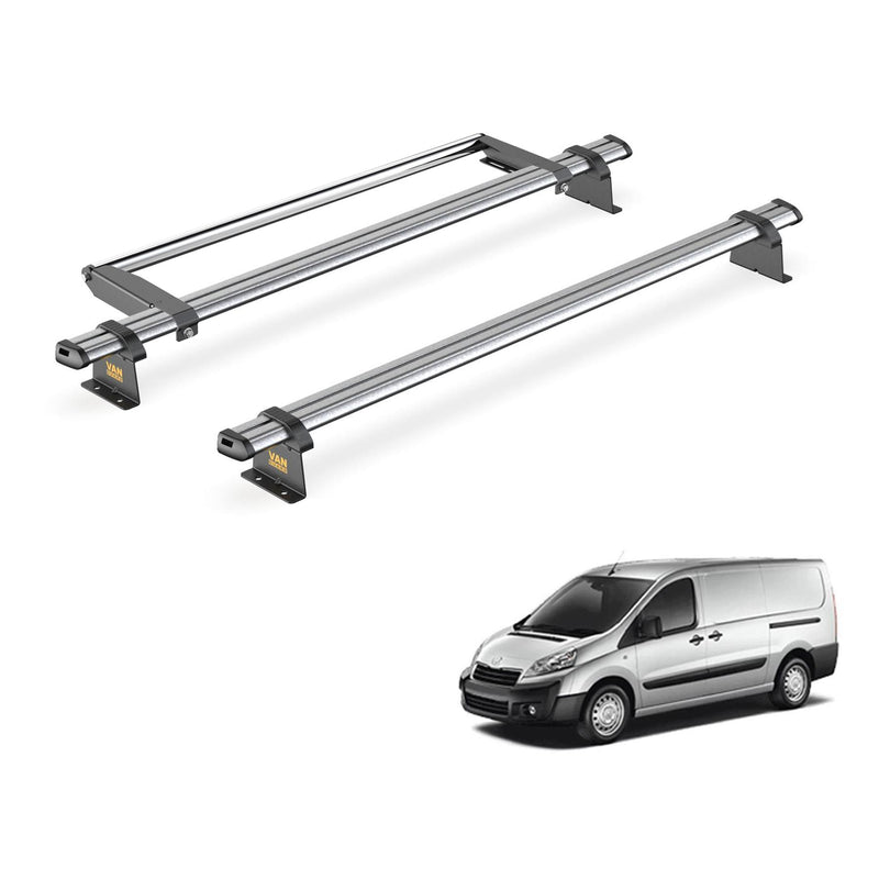 Peugeot Expert (2007-2016) - 2 Van Guard Ultibar Trade Roof Bars + Roller