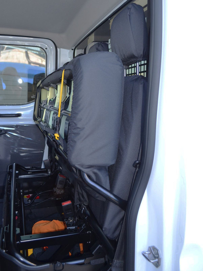 Ford Transit (MK8 2014-) - Tailored Rear Bench Seat Covers in Black (Chassis Cab)