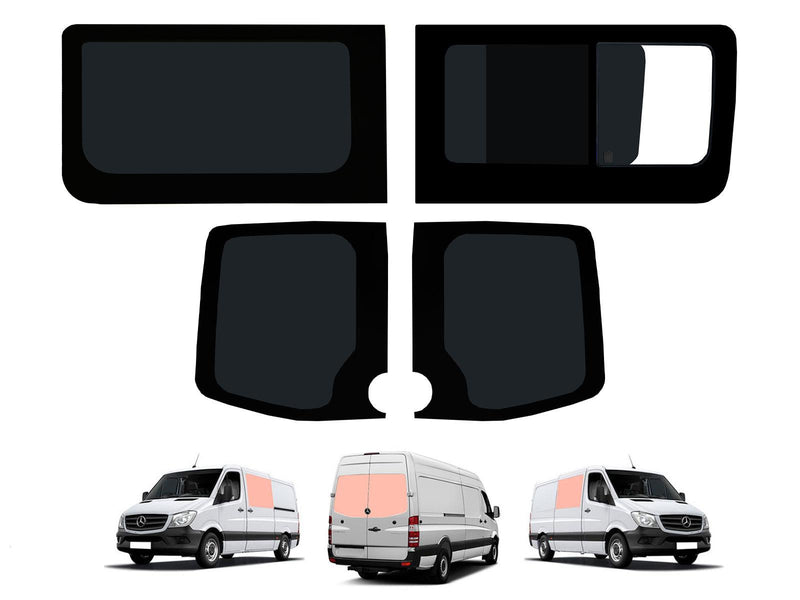 Mercedes Sprinter (2006-2018) Driver Opening Passenger Fixed Side and Rear Door Window Privacy Camper Glass Full Kit