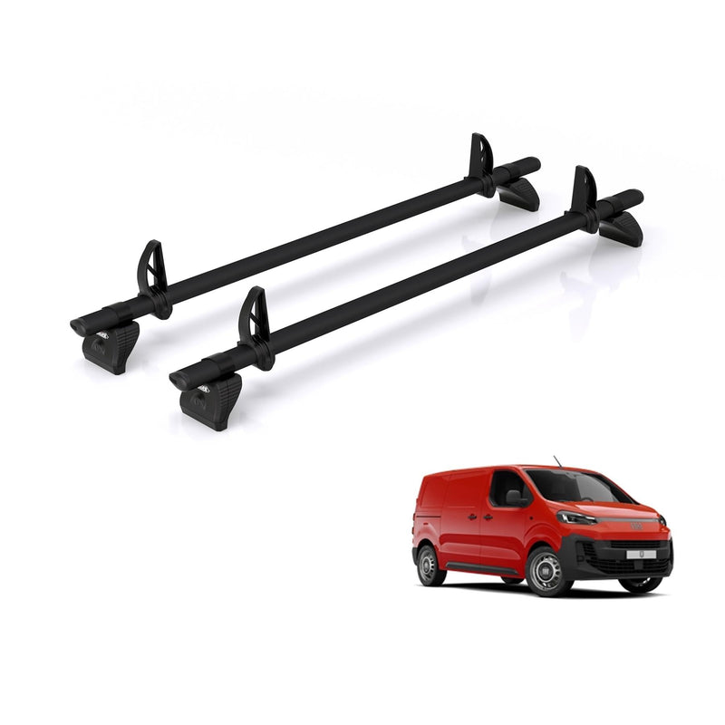 Fiat Scudo (2022-) - 2 Rhino Kammbar Black Roof Bars (Aluminium)