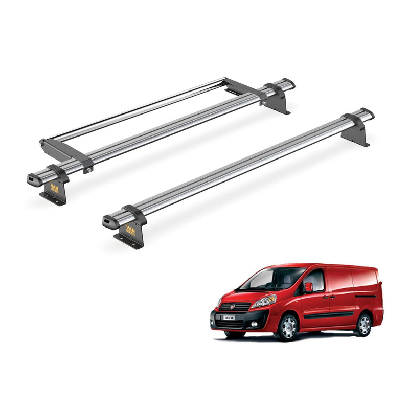 Fiat Scudo (2007-2016) - 2 Van Guard Ultibar Trade Roof Bars + Roller