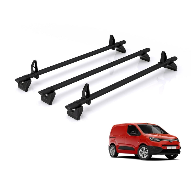 Toyota ProAce (2020-) City - 3 Rhino Kammbar Black Roof Bars (Aluminium)