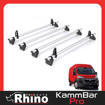 Vauxhall Movano (2021-) - 4 Rhino Kammbar Pro Roof Bars (Aluminium)