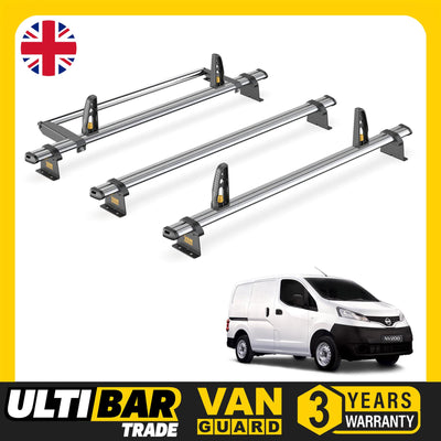 Nissan NV200 Roof Rack 3x Bars & Roller & Loadstops Van Guard Ultibar Trade