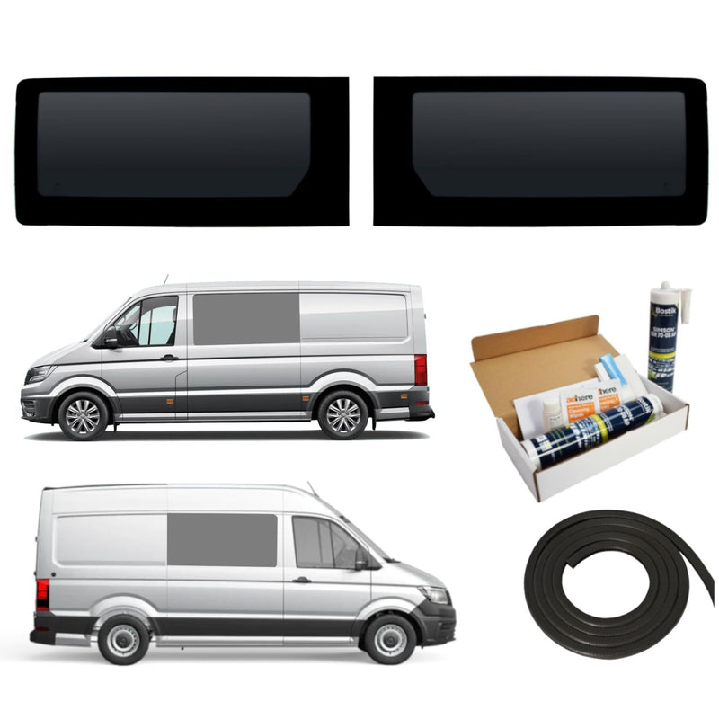 VW Crafter (2017-) Driver and Passenger Side Fixed Window Privacy Camper Glass with Fitting Kit