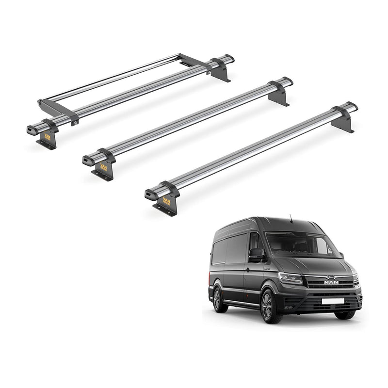 MAN TGE (2017-) - 3 Van Guard Ultibar Trade Roof Bars + Roller
