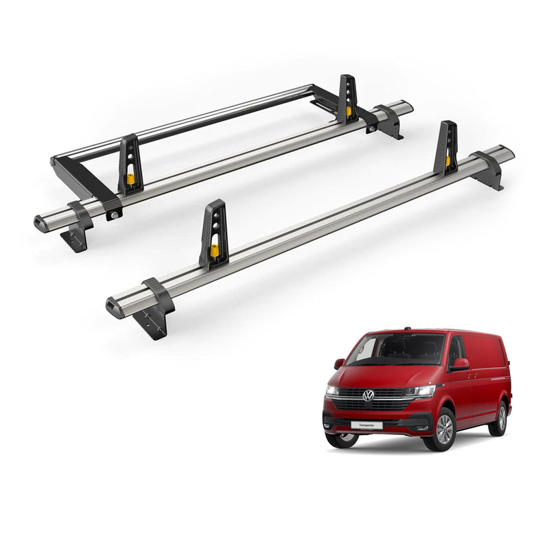 VW Transporter (2015-2024) - 2 Van Guard Ultibar Plus Roof Bars + Roller