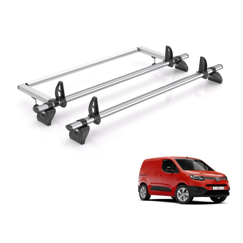Toyota ProAce (2020-) City - 2 Rhino Kammbar Fleet Roof Bars + Roller (Steel)