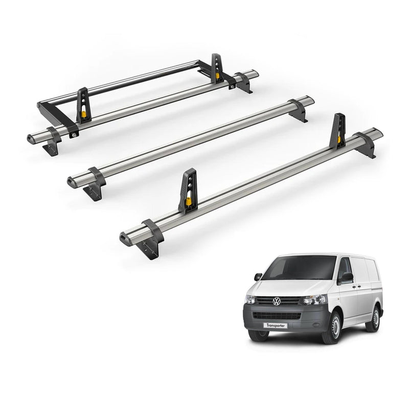 VW Transporter (2003-2015) - 3 Van Guard Ultibar Plus Roof Bars + Roller