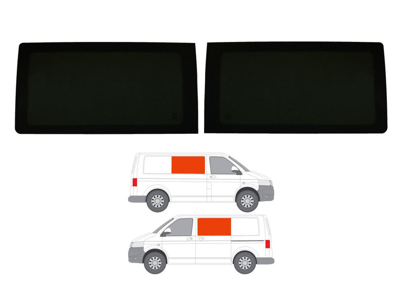 VW Transporter T5 (2003-2015) Driver and Passenger Side Fixed Window Privacy Camper Glass