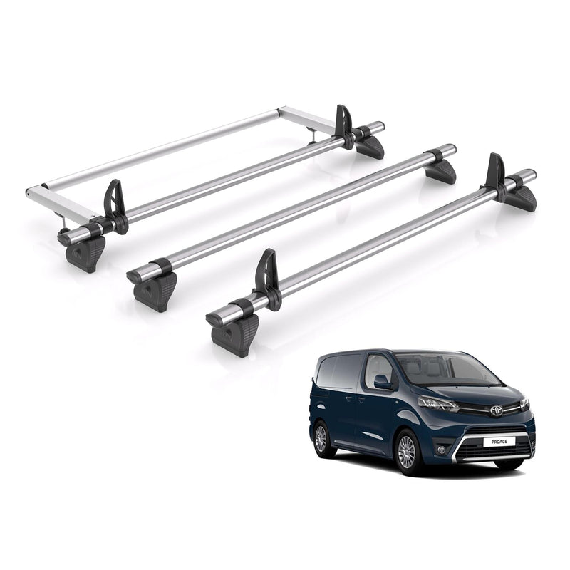 Toyota ProAce (2016-2024) - 3 Rhino Kammbar Fleet Roof Bars + Roller (Steel)