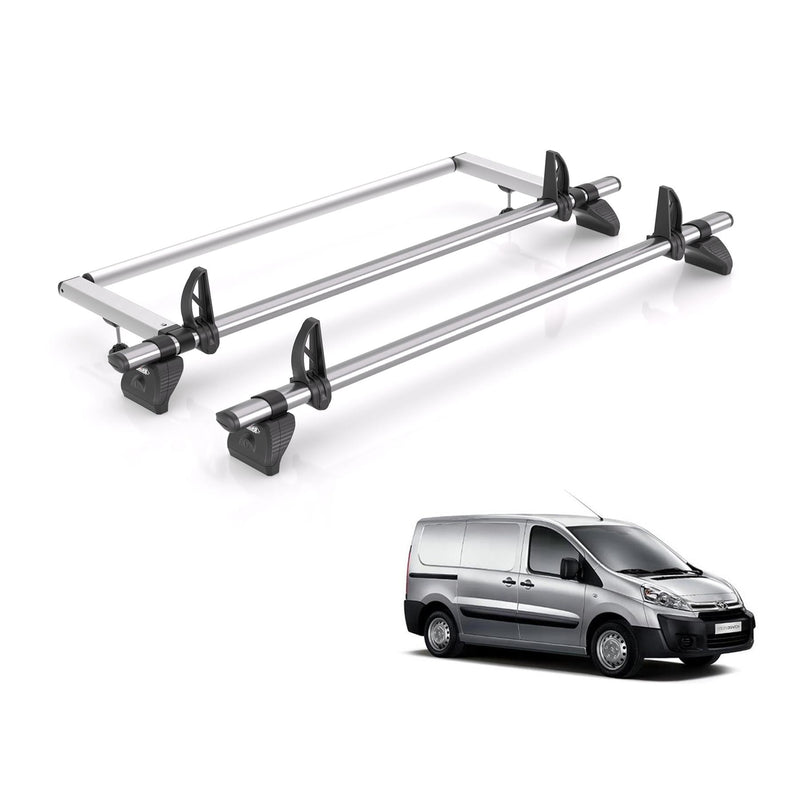 Toyota ProAce (2013-2016) - 2 Rhino Kammbar Fleet Roof Bars + Roller (Steel)