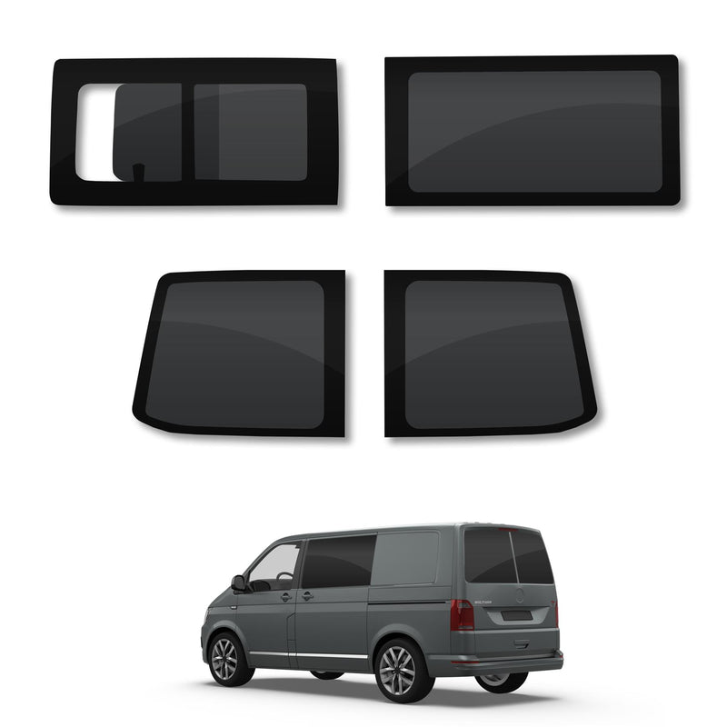 VW Transporter T6 (2015-2022) Driver Fixed Passenger Opening Side and Rear Door Window Privacy Camper Glass Full Kit