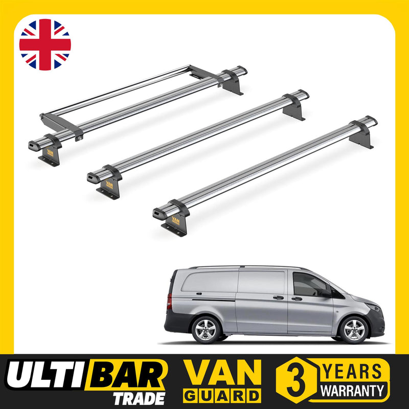 Mercedes Vito (2014-) - 3 Van Guard Ultibar Trade Roof Bars + Roller