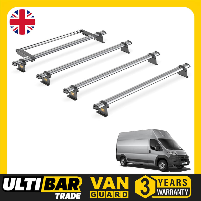 Peugeot Boxer Roof Rack for 2006+ [H3 Roof] 4x Bars & Roller - Van Guard Trade