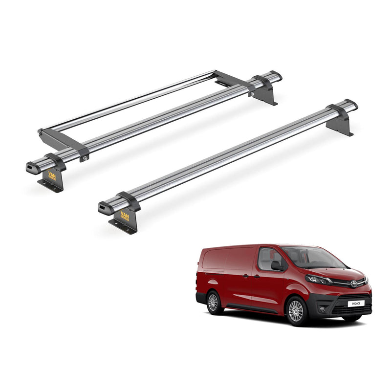 Toyota ProAce (2016-2024) - 2 Van Guard Ultibar Trade Roof Bars + Roller