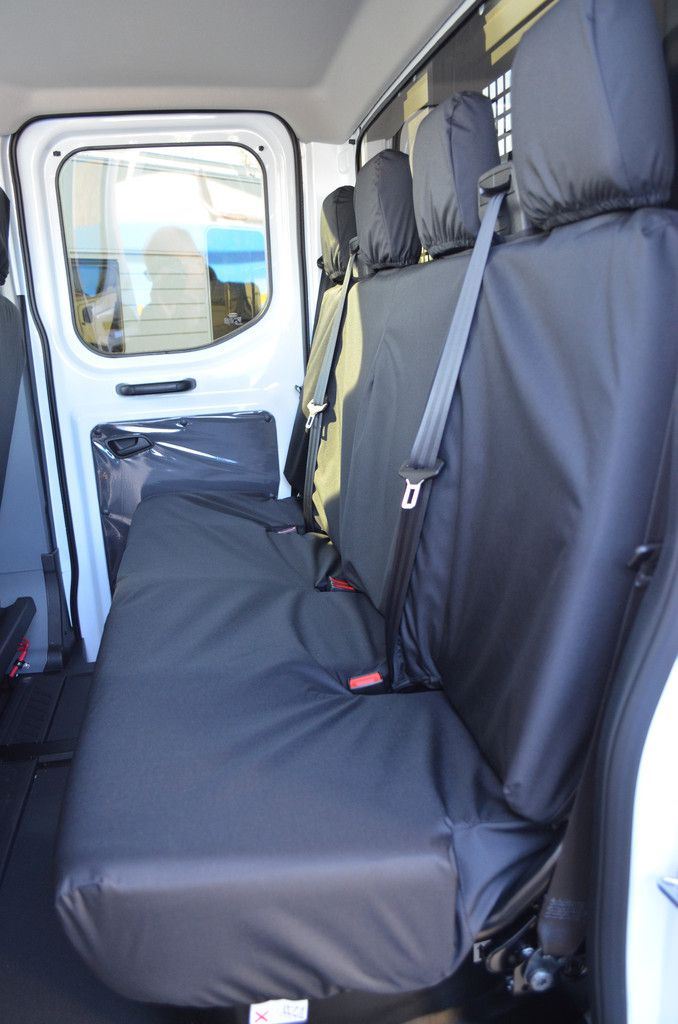 Ford Transit (MK8 2014-) - Tailored Rear Bench Seat Covers in Black (Chassis Cab)