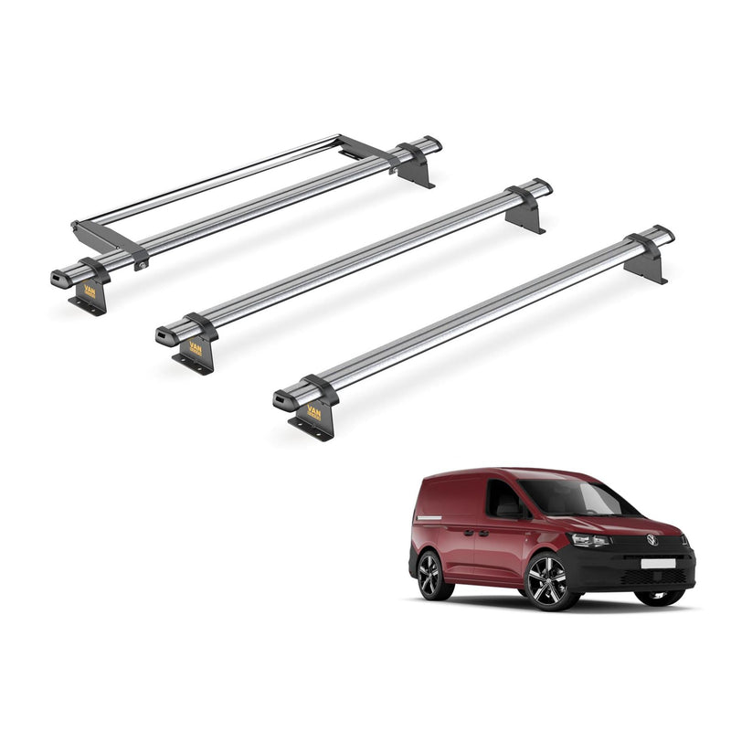 VW Caddy Roof Rack for 2020+ 3x Roof Bars & Roller - Van Guard Trade
