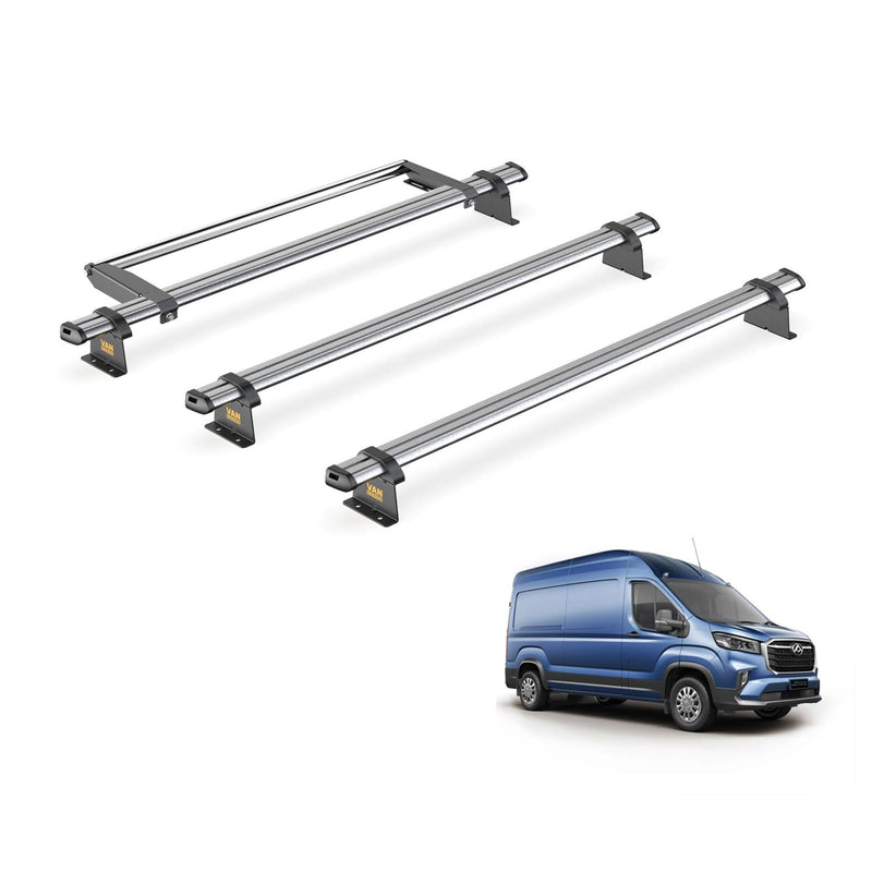 Maxus Deliver 9 Roof Rack for 2020+ 3 Steel Roof Bars & Roller - Van Guard Trade