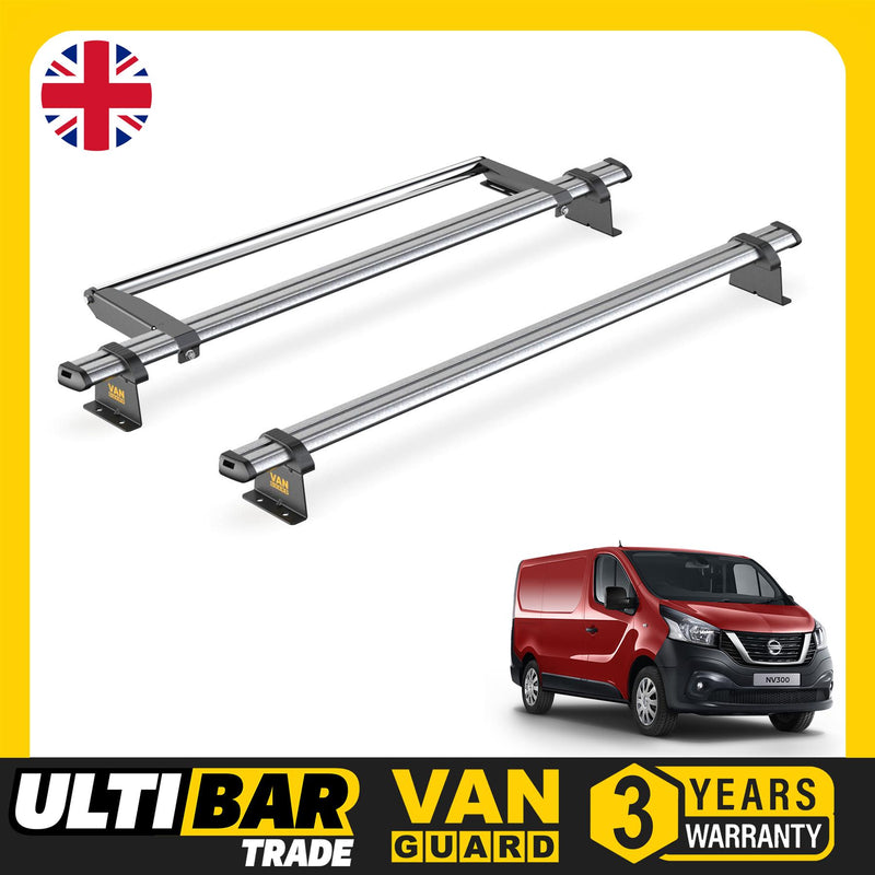 Nissan Primastar (2001-2014) - 2 Van Guard Ultibar Trade Roof Bars + Roller